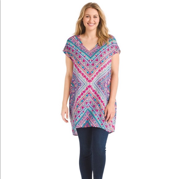 Tolani multi-colored Trinity tunic, 100% modal - Picture 4 of 11